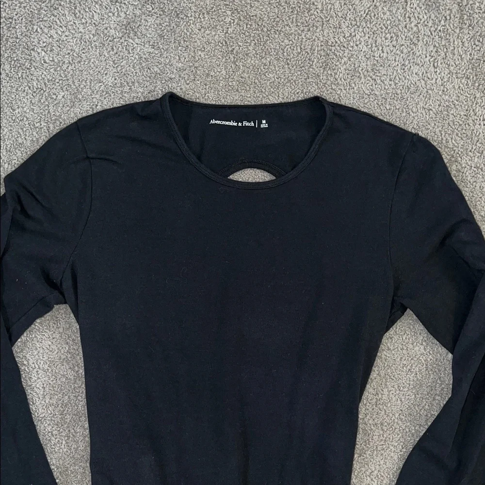Abercrombie & Fitch Black Long Sleeve Open Back Bodysuit Size Medium - Picture 5 of 7